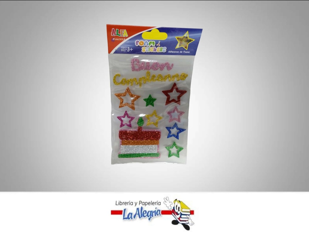 CALCOMANIAS FOAMI ESCARCHADOSFELIZ CUMPL MARCA ALFA   