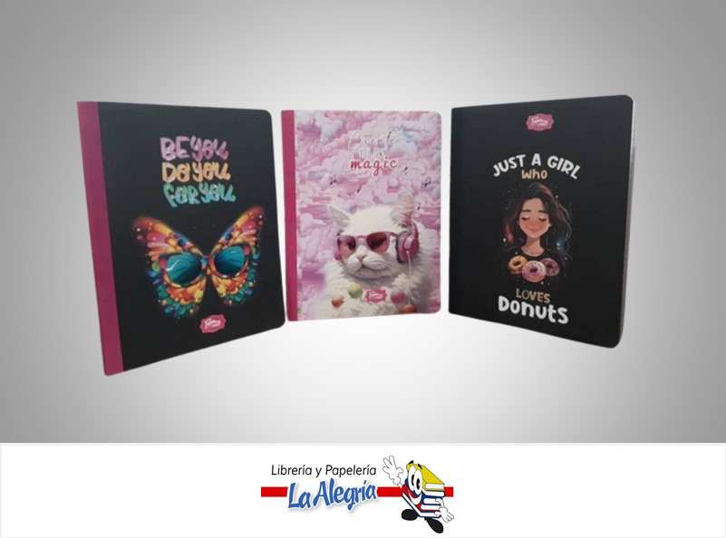 LIBRETA COSIDA 100 HOJAS 1 LINEA CON STICKERS ESTAMPADO MARCA FANTASY