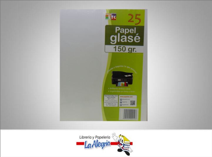 PAPEL GLASSE 150GR PAQ 25H CARTA MARCA PAPEL ETC   