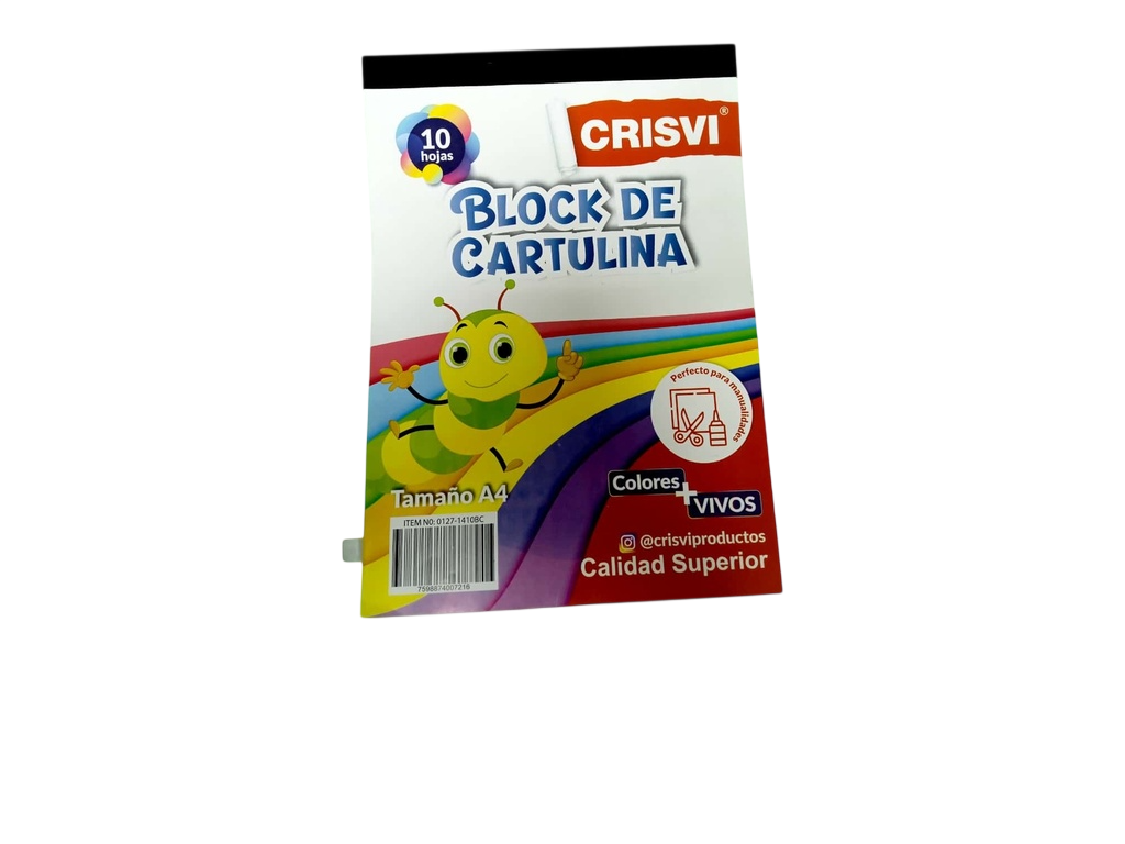 BLOCK PAPEL CONSTRUCCION / CARTULINA 10 HOJAS A4 REF: 0127-1410BC MARCA CRISVI