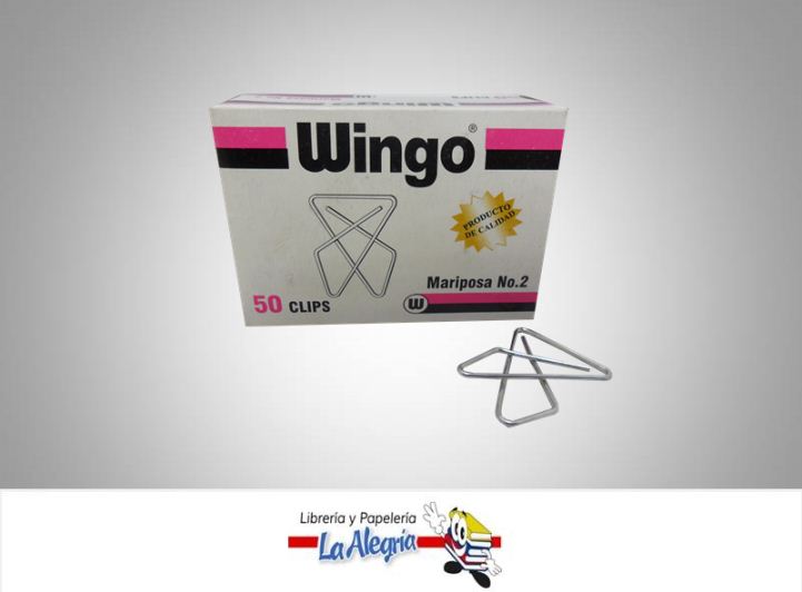 CLIP MARIPOSA N2 PEQUENO PLATEADO 50UND MARCA WINGO   
