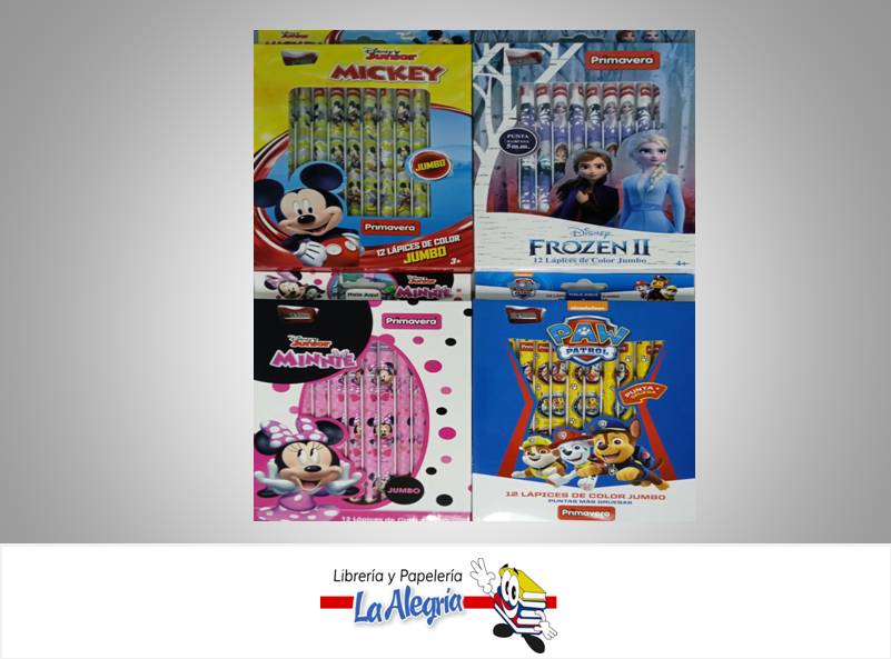 LAPICES DE COLORES JUMBO 12 UND DISNEY Y MARCA PRIMAVERA   