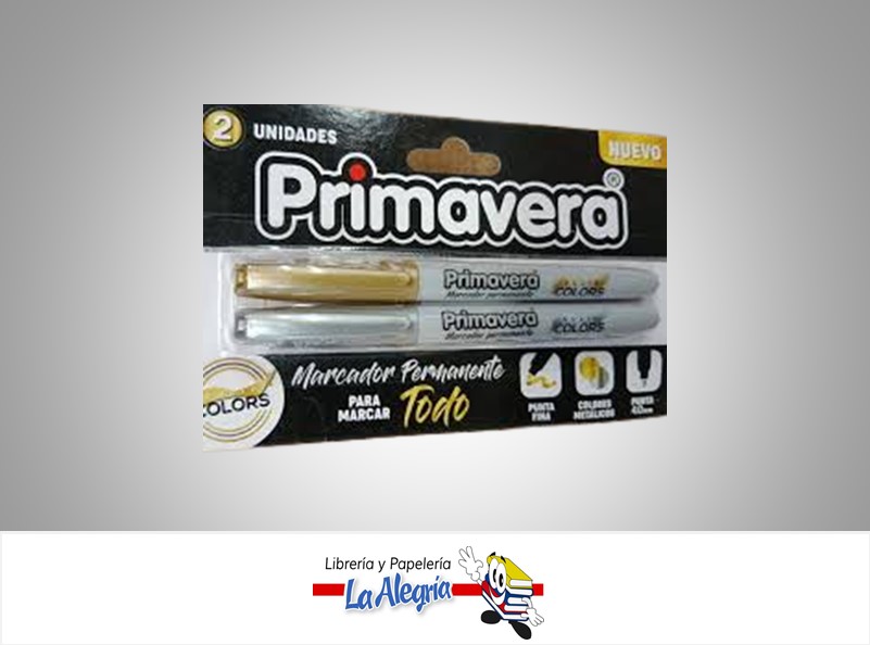 MARCADOR PUNTA FINA METAL ORO/PLATA 2 UND MARCA PRIMAVERA