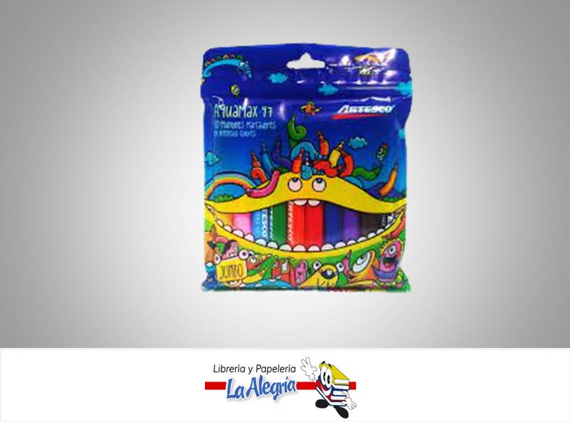 MARCADOR GRUESO AQUAMAX JUMBO 10 PZ MARCA ARTESCO   