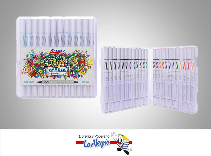 MARCADOR SKETCH DUO PUNTA PINCEL/FINO 24 MARCA ARTESCO   