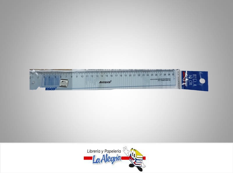 REGLA ACRILICA CRISTAL 30CMUND MARCA ARTESCO   