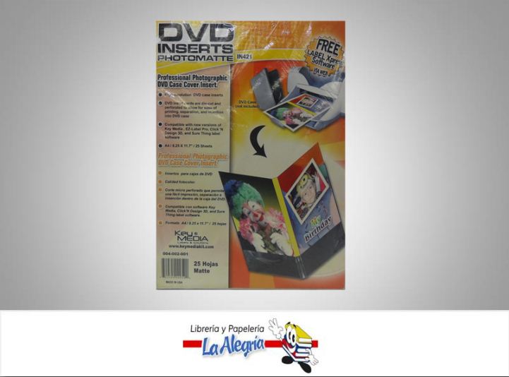 PAPEL ADHESIVOMATE P/DVD 25H CARTA MARCA KEY MEDIA   