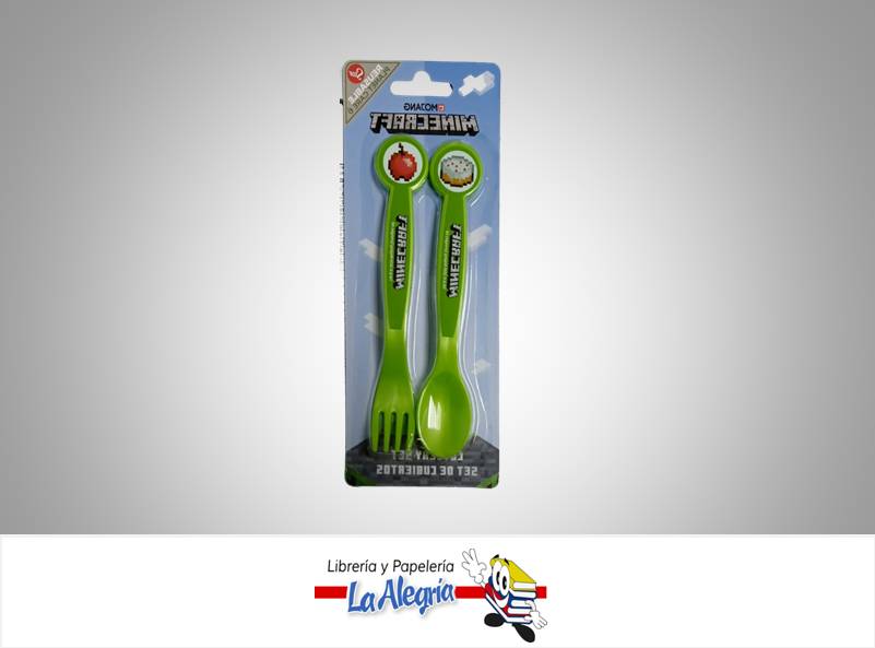 CUBIERTO PLASTICO 2PZ MINECRAFT MARCA STOR   