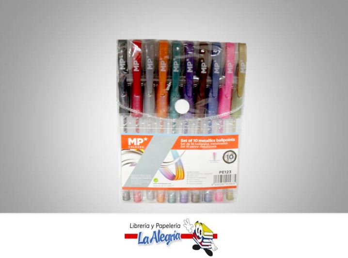 BOLIGRAFO GEL METALIZADO 0,7MM 10 UND MARCA MP   