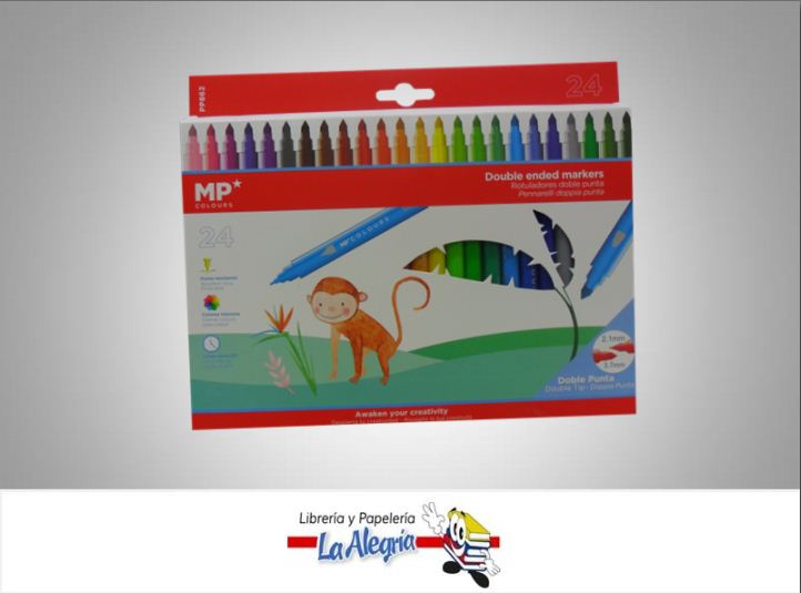 MARCADOR DOBLE PUNTA 2.1/3.7 MM 24 COLORES MARCA MP   