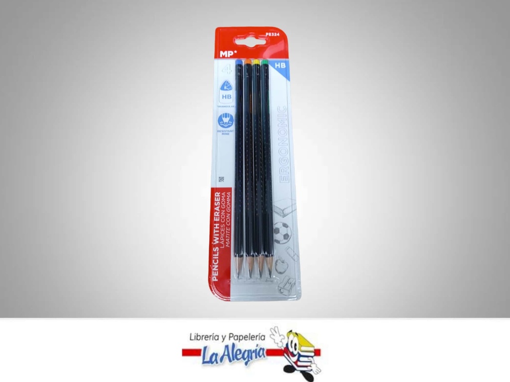 LAPIZ GRAFITO ERGONOMICO HB TRIANGULAR PE324 PAQ. 4 UND MARCA MP