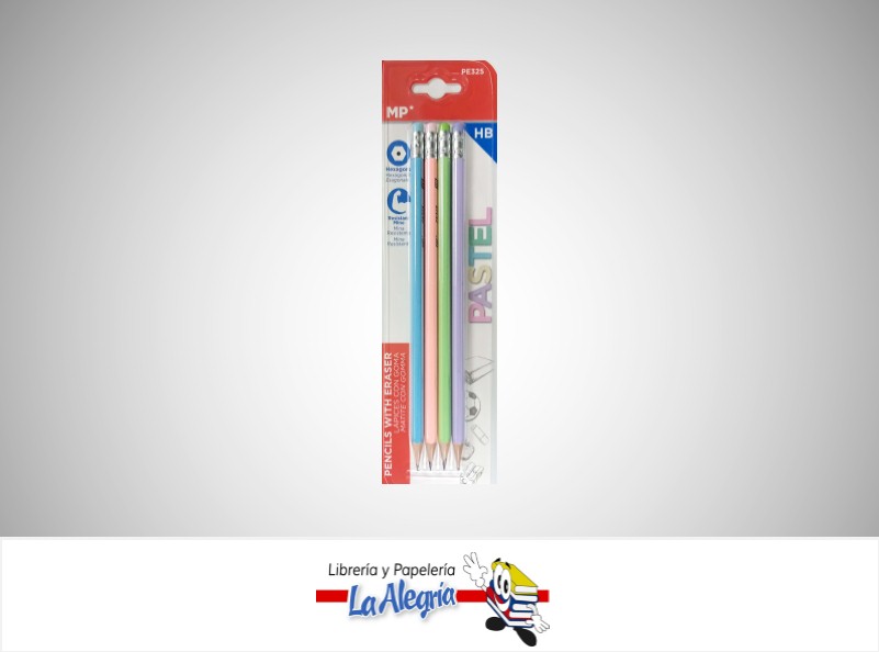 LAPIZ GRAFITO HB PASTEL PE325 PAQ 4 UND MARCA MP