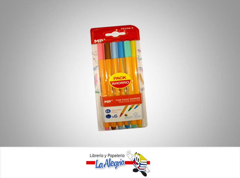 MARCADORES P/FINA 0.4MM PASTEL 6 COLOR MARCA MP   