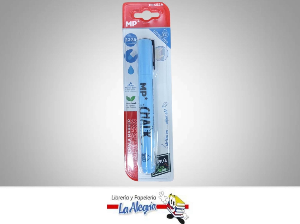 MARCADOR DE TIZA LIQUIDA AZUL BORRADO EN HUMEDO MARCA MP