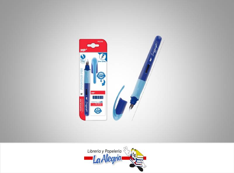 PLUMA ESTILOGRAFICA PE244 0.5MM CON 6 PZAS DE RECAMBIO AZUL MARCA MP