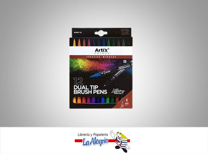 MARCADOR DOBLE PUNTA PARA LETTERING ESPECIAL PP917-12; 12 COLORES MARCA ARTIX