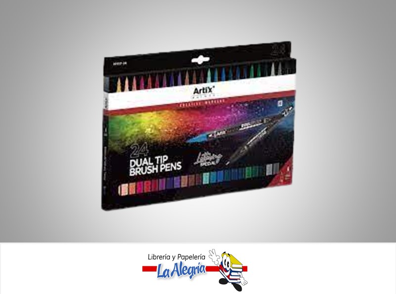 MARCADOR DOBLE PUNTA PARA LETTERING ESPECIAL PP91724; 24 COLORES MARCA ARTIX