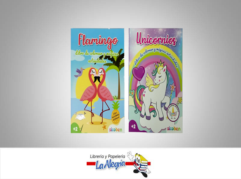 COLECCION FLAMINGO Y UNICORNIO 2 TITULOS  TEMATICA INFANTIL   EDITORIAL EDICIONES SICOBEN, C.A.