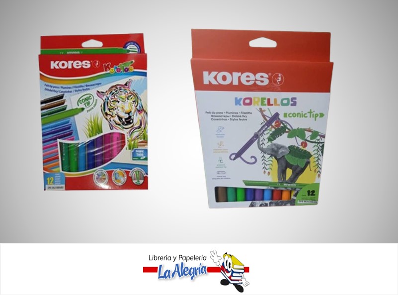 MARCADOR CIRCULAR PUNTA CONICA 12 COLORES MARCA KORES