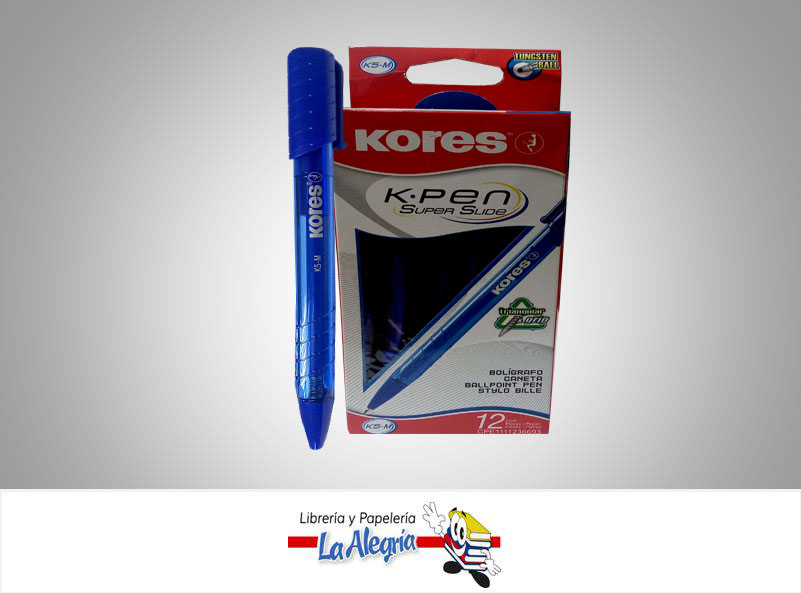 BOLIGRAFO RETRACTIL TRANSPARENTE K5 MEDIO AZUL UND MARCA KORES