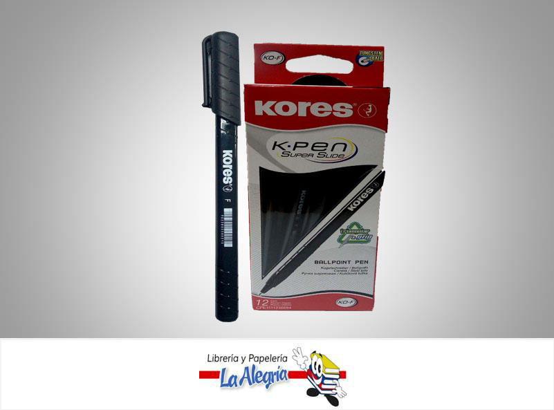 BOLIGRAFO CON TAPA OPACO K0 FINO NEGRO UND MARCA KORES