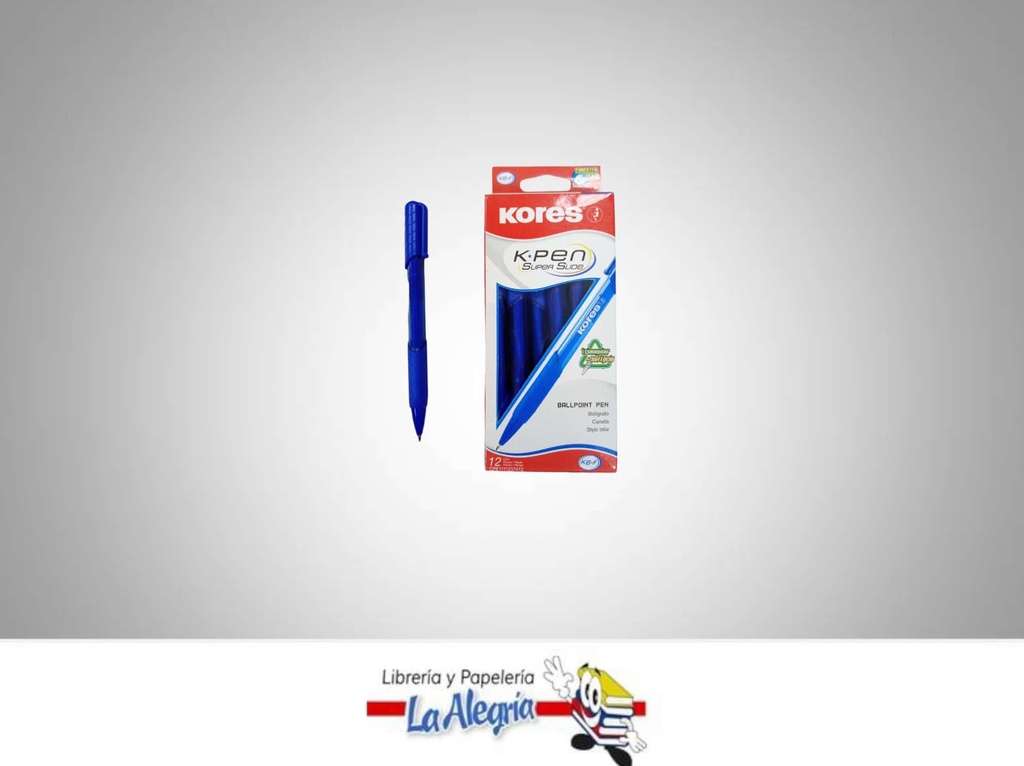 BOLIGRAFO RETRACTIL TRANSPARENTE K6 FINO AZUL UND MARCA KORES