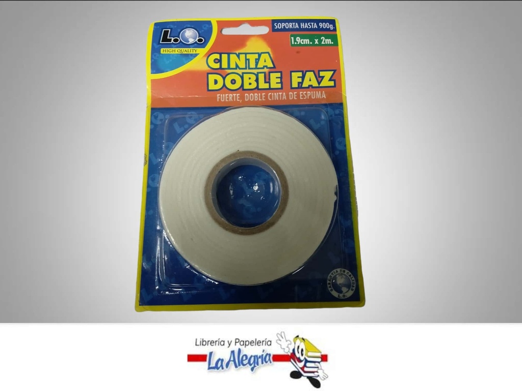 CINTA DOBLE FAZ 2CM X 2M UND MARCA L.O.   