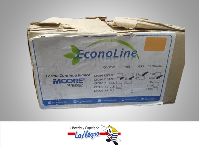 FORMA CONTINUA 9 1/2 X11 2 PARTES 600F CAJA MARCA MOORE