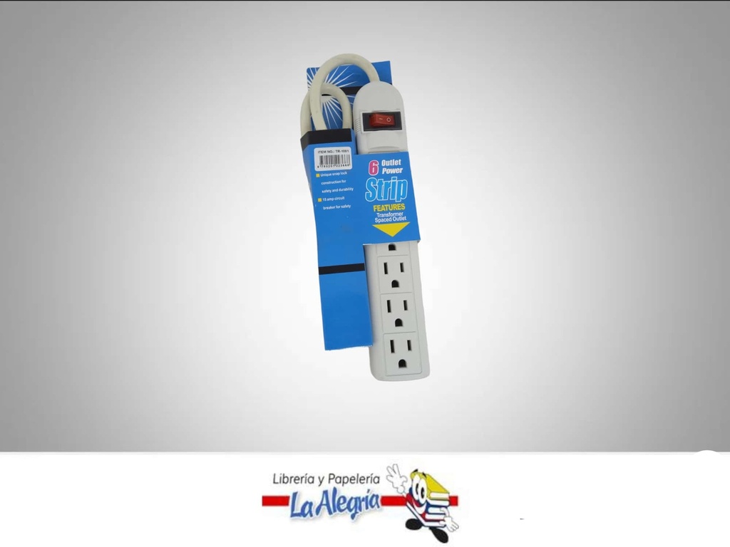 REGLETA 1800W 6 TOMAS 110V/220V TR-1001 MARCA STRIP   