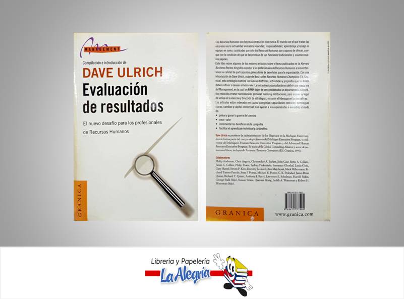EVALUACION DE RESULTADOS  TEMATICA RECURSOS HUMANOS AUTOR DAVE ULRICH EDITORIAL GRANICA