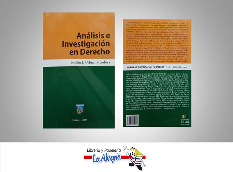 ANALISIS E INVESTIGACION EN DERECHO  TEMATICA DERECHO AUTOR URBINA M., EMILIO J. EDITORIAL UCAB