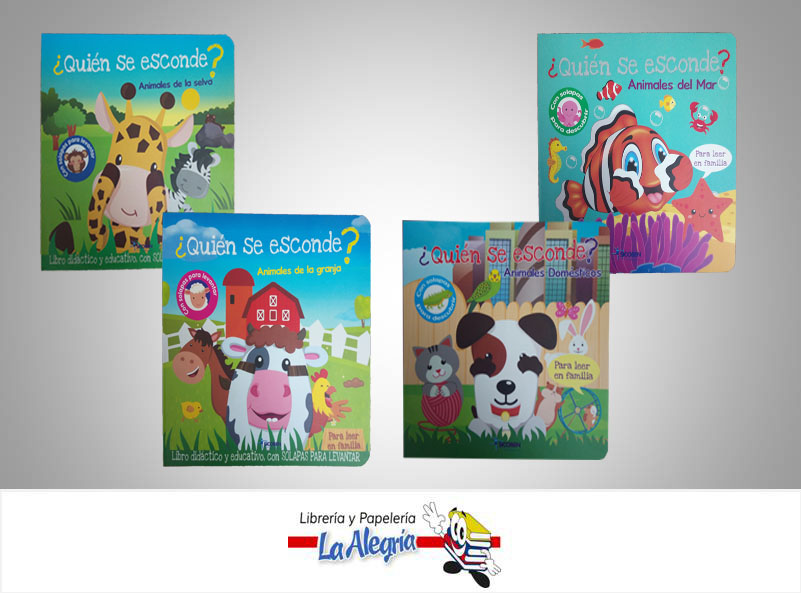 COLECCION QUIEN SE ESCONDE 4 TITULOS TEMATICA CUENTO INFANTIL EDITORIAL SICOBEN