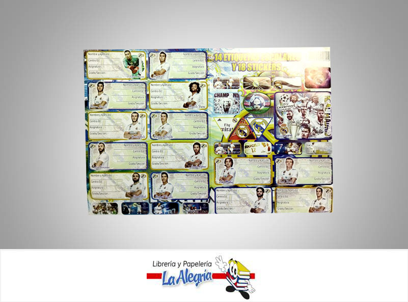 ETIQUETA ESCOLAR 14 UNIDADES REAL MADRID    