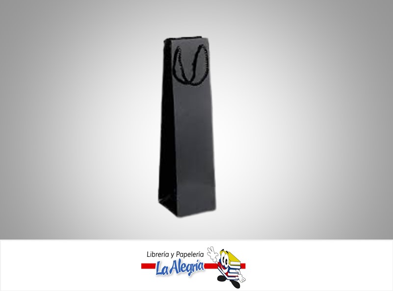 BOLSA DE REGALO BOTELLA 12X35X8 CM NEGRA MARCA S/M