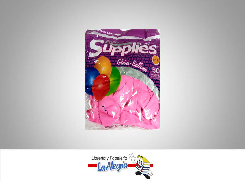 GLOBO R12 ESTANDAR ROSADO UND MARCA SM   