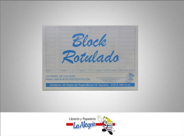 BLOCK ROTULADO BOND 21.5X32CM 20H 75GR MARCA EL ARAGUEÑO
