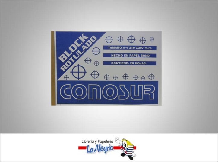 BLOCK BOND ROTULADO A4 20H 75GR MARCA CONOSUR   