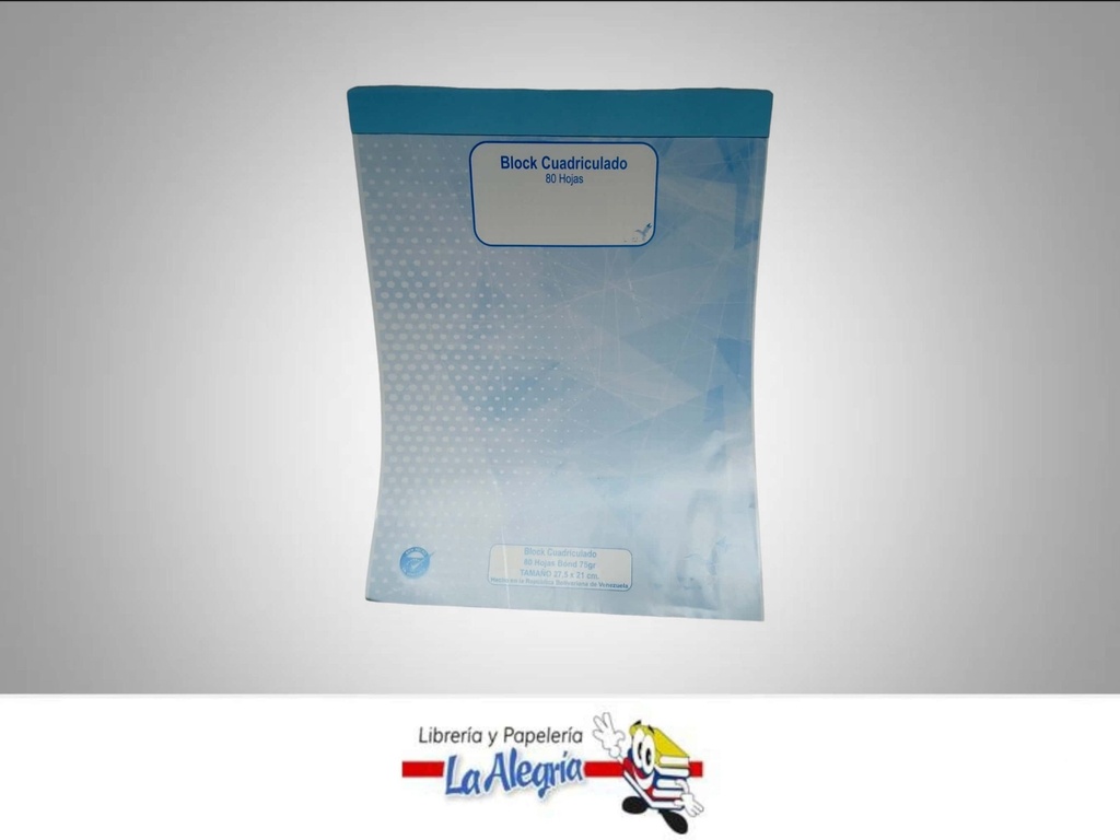 BLOCKCUADRICULADO 80 HOJAS CARTA MARCA INVERSIONES RESMIPAR   