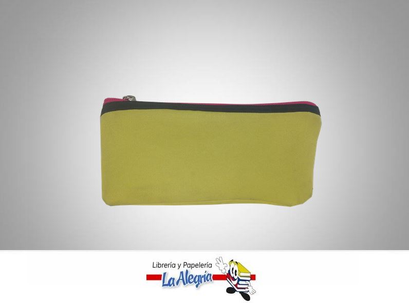 CARTUCHERA TELA C/CIERRE 20X10CM AMARILL MARCA VANGO   