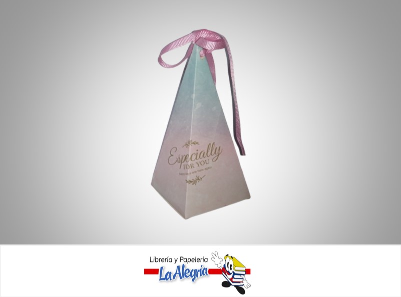 CAJA CARTON TRIANGULO 14X6X6 AGUA/ROSADA MARCA S/M