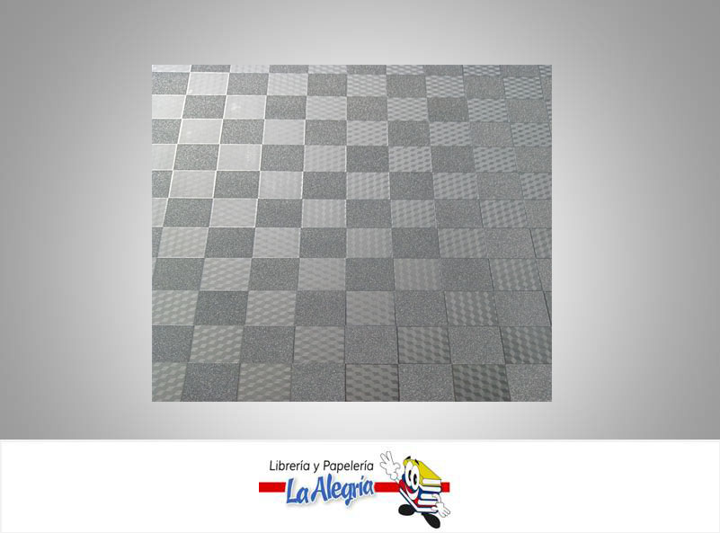 CARTULINA MICRO ESCARCHADA ESTAMPADA 50X70CM CUADRO/BISELADO PLATA MARCA S/M