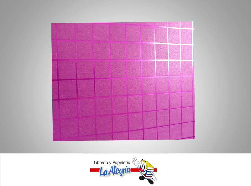 CARTULINA MICRO ESCARCHADA ESTAMPADA 50X70CM CUADRO FUCSIA UND MARCA S/M