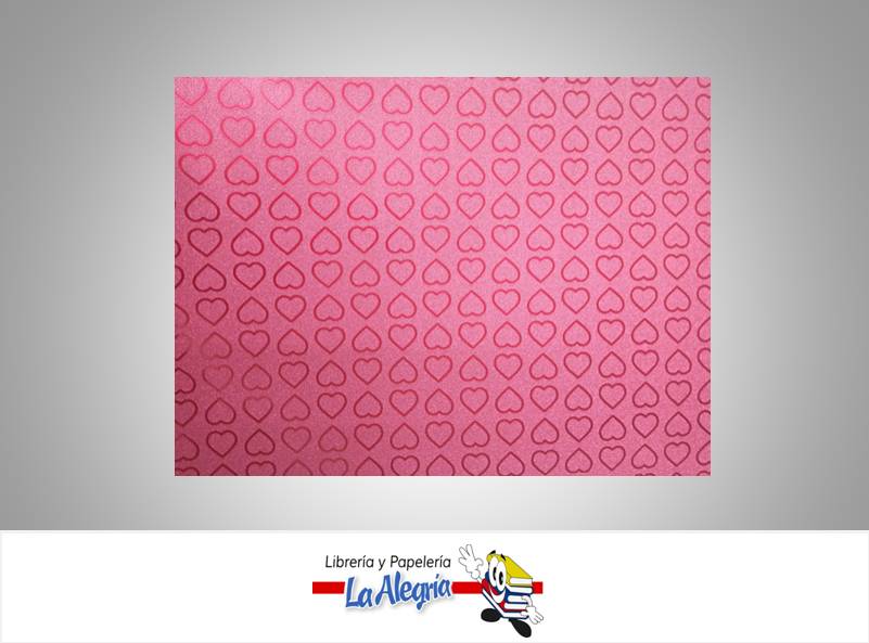 CARTULINA MICRO ESCARCHADA ESTAMPADA 50X70CM CORAZON ROJO UND MARCA S/M