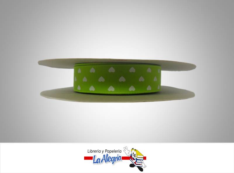 CINTA GROSS 22MM VERD M/BLANC/CORAZON XM MARCA S/M   