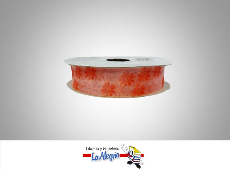 CINTA TULL ESTAMP 25MM ROSA/FLOR ROJA XM MARCA S/M   