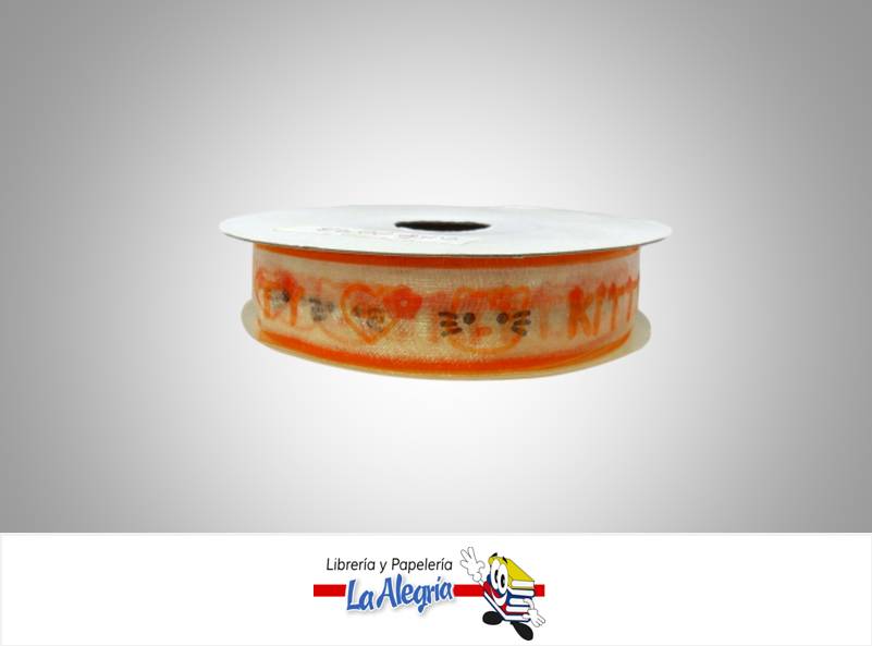 CINTA TULL ESTAMP 25MM KITTY NARANJA XME MARCA S/M   
