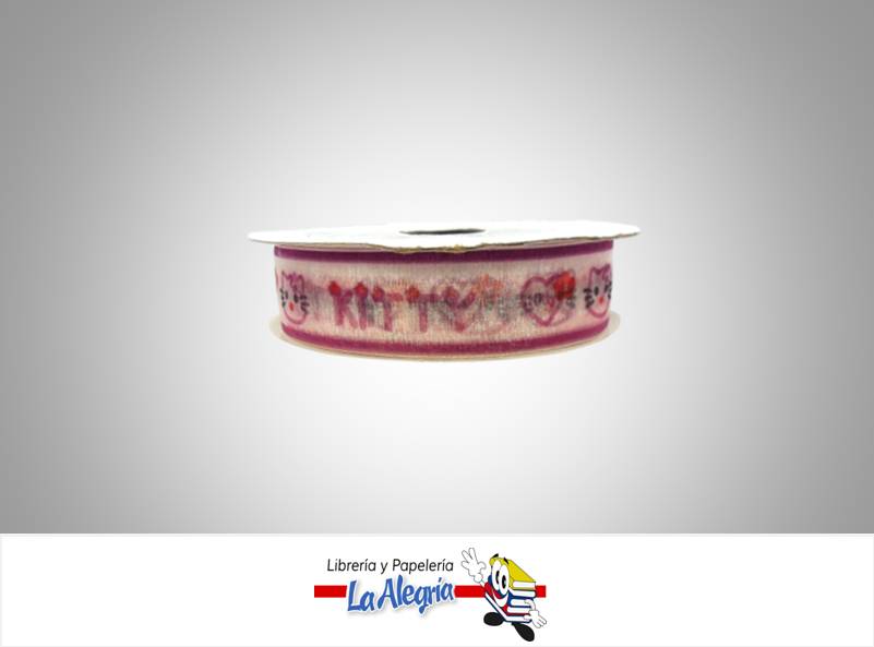 CINTA TULL ESTAMP 25MM KITTY MORADO XMET MARCA S/M   
