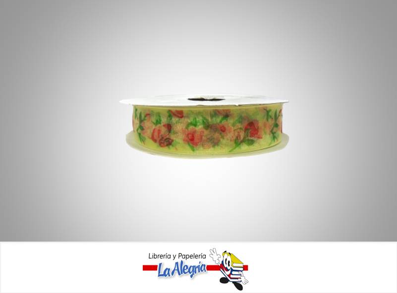 CINTA TULL ESTAMP 25MM AMARILLO ROSAS XM MARCA S/M   