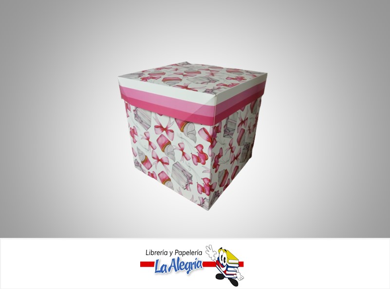 CAJA REGALO CUPCAKE 22X22X22CM ROSADO MARCA S/M