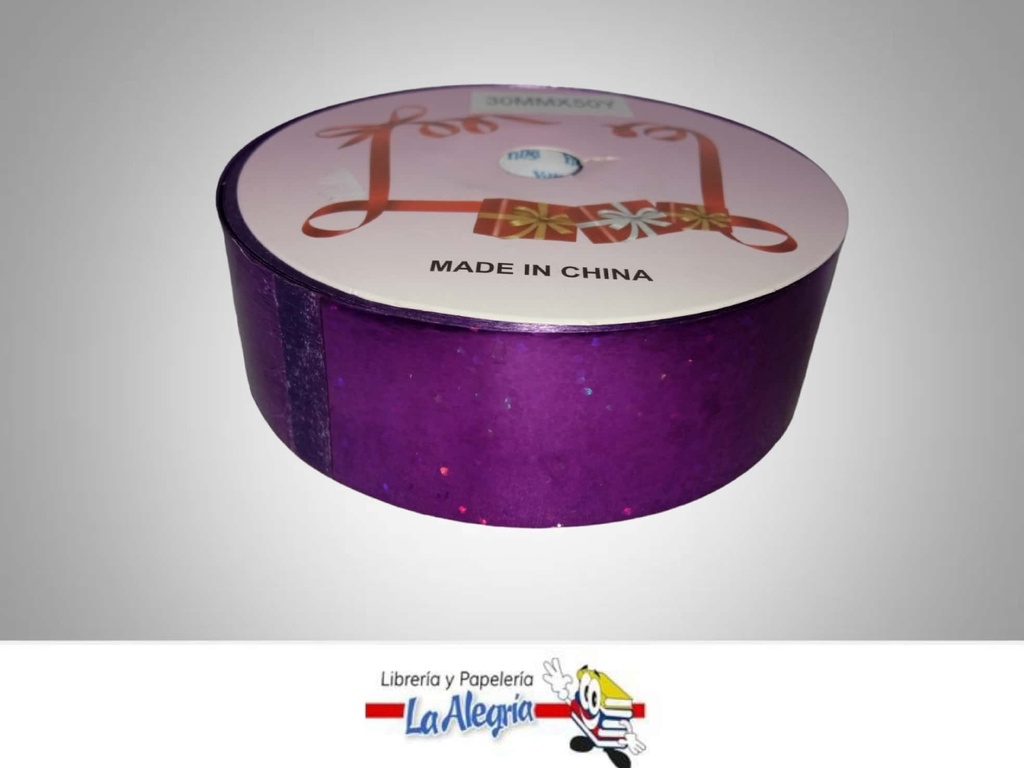 CINTA DE REGALO LASER MORADA 30MM X METR MARCA MURANO   